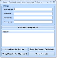 Extract Email Addresses From Newsgroup Software screenshot